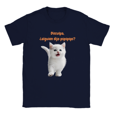 Camiseta unisex estampado de gato "¿alguien dijo pspspsps?" Gelato