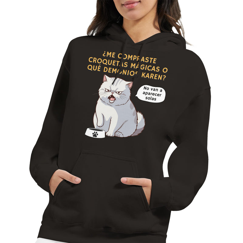 Sudadera con Capucha Unisex Estampado de Gato "Croquetas Mágicas" Michilandia | La tienda online de los fans de gatos