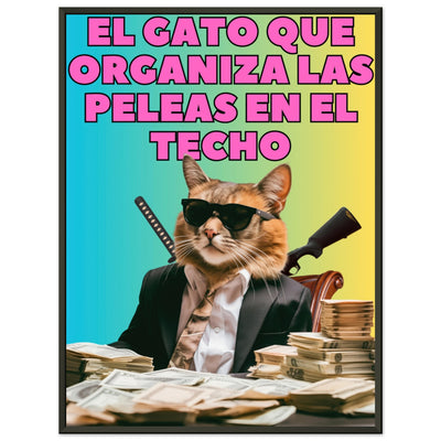 Póster Semibrillante de Gato con Marco Metal 