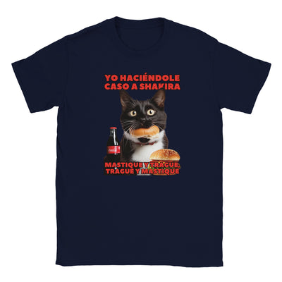 Camiseta Junior Unisex Estampado de Gato "Masticar y Tragar" Michilandia | La tienda online de los fans de gatos