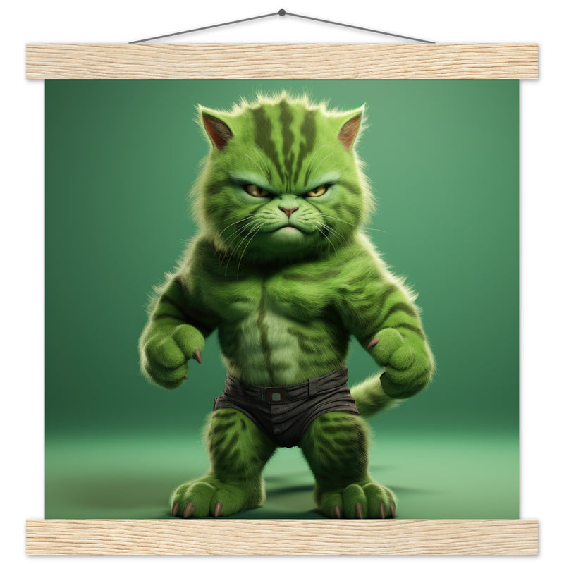 Póster semibrillante de gato con colgador "Michi Hulk" Gelato