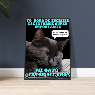 Póster Semibrillante de Gato con Marco Metal 