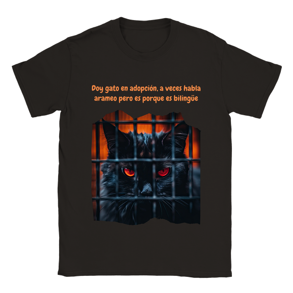Camiseta unisex estampado de gato "Gato demoníaco"