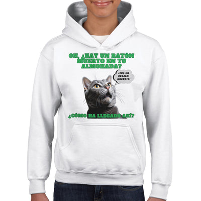 Sudadera con capucha júnior estampado de gato 