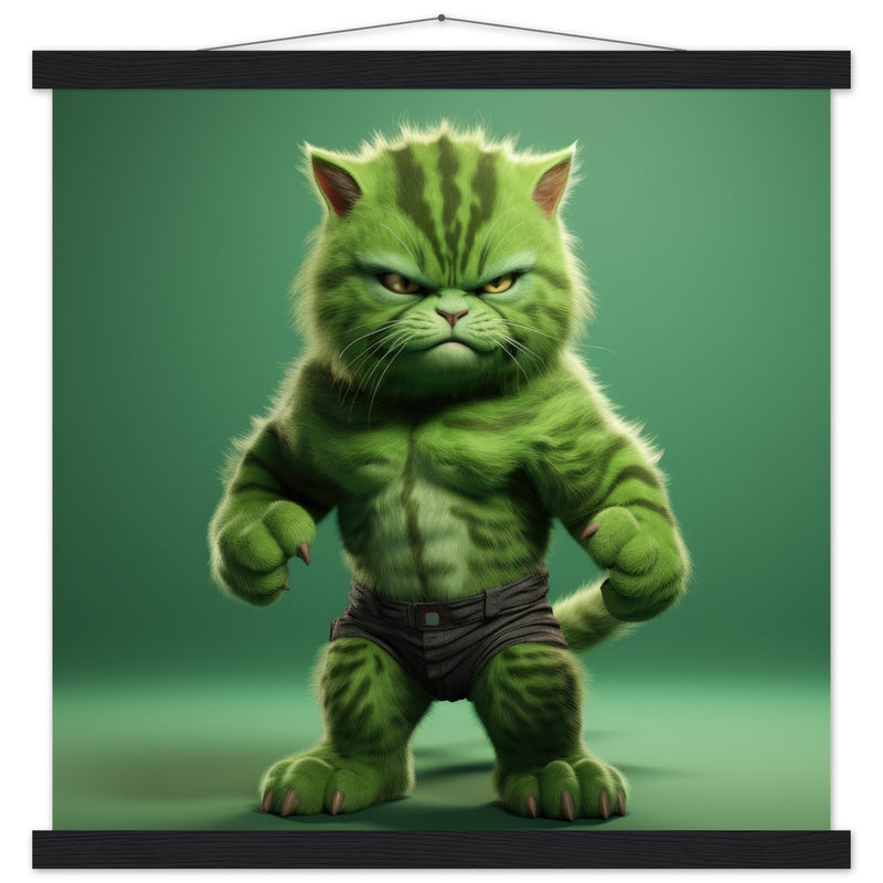 Póster semibrillante de gato con colgador "Michi Hulk" Gelato