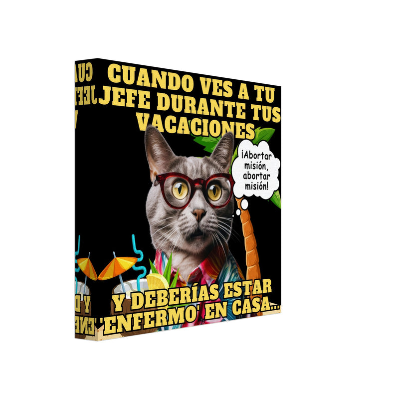 Lienzo de Gato "Vacaciones Clandestinas" Michilandia | La tienda online de los amantes de gatos