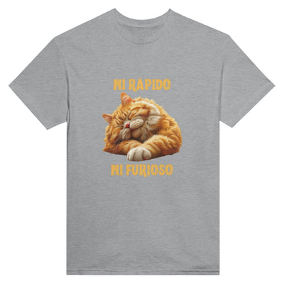 Camiseta Unisex Estampado de Gato "Ni rápido Ni furioso" Michilandia | La tienda online de los fans de gatos