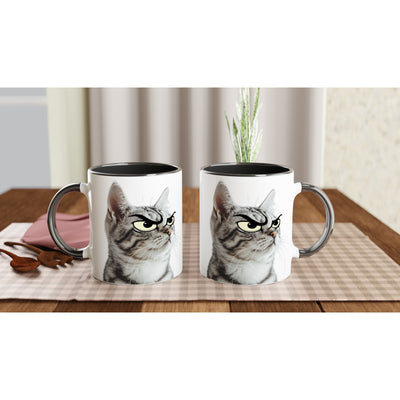 Taza Bicolor con Impresión de Gato 