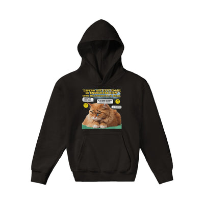 Sudadera con capucha júnior estampado de gato "Melancolía Digital" Michilandia | La tienda online de los amantes de gatos