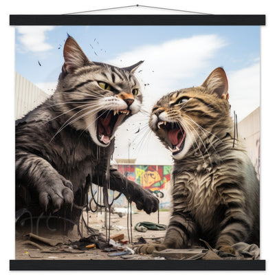 Póster semibrillante de gato con colgador "Graffiti Showdown" Gelato