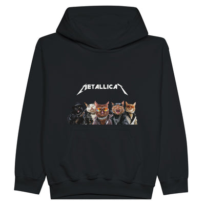 Sudadera con capucha júnior estampado de gato "Metallicat" Michilandia