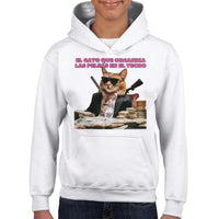 Sudadera con capucha júnior estampado de gato "Don Miau" Michilandia | La tienda online de los fans de gatos