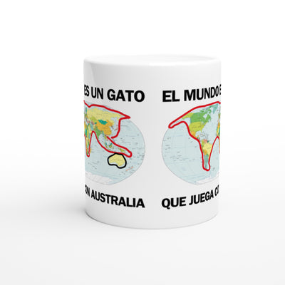 Taza Blanca con Impresión de Gato "Atlas Felino" Michilandia | La tienda online de los fans de gatos