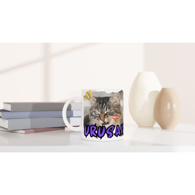 Taza Blanca con Impresión de Gato "Meme Urusai!" Michilandia | La tienda online de los amantes de gatos