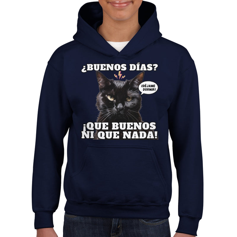 Sudadera con capucha júnior estampado de gato "Amanecer Hostil" Michilandia | La tienda online de los amantes de gatos