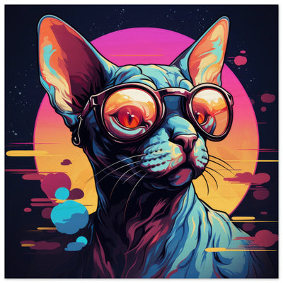 Panel de madera impresión de gato "Retrato Sphynx con Gafas" Gelato