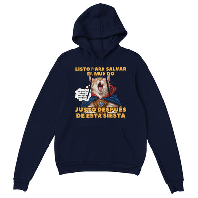 Sudadera con Capucha Unisex Estampado de Gato "Héroe Descansando" Michilandia | La tienda online de los fans de gatos