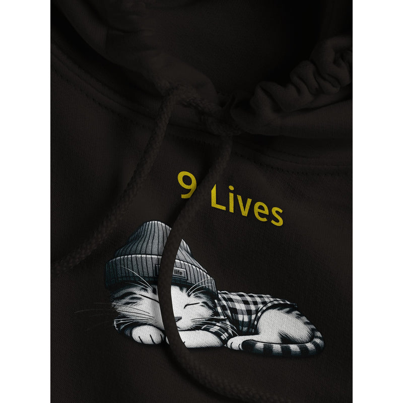 Sudadera con Capucha Unisex Estampado de Gato "9 Lives" Michilandia | La tienda online de los fans de gatos