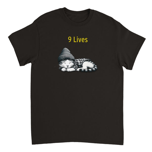 Camiseta Unisex Estampado de Gato "9 Lives"