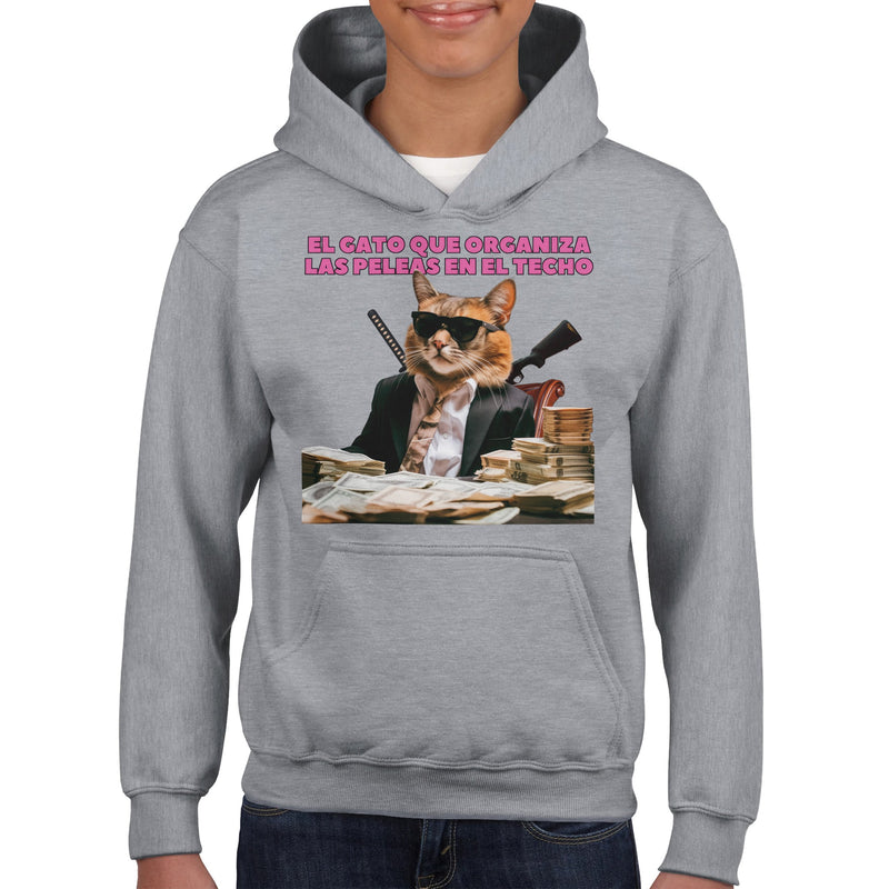 Sudadera con capucha júnior estampado de gato "Don Miau" Michilandia | La tienda online de los fans de gatos