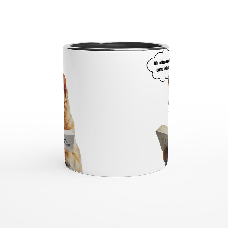 Taza Bicolor con Impresión de Gato "Entrenando Humanos" Michilandia