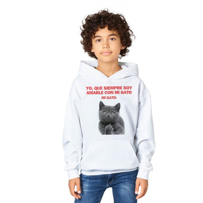 Sudadera con capucha júnior estampado de gato 