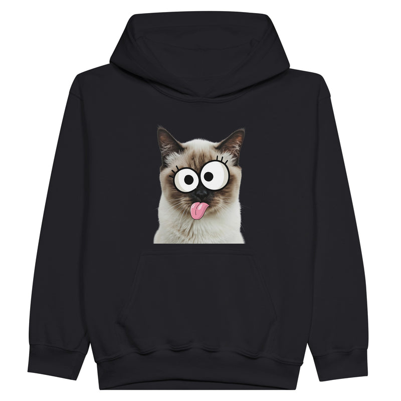 Sudadera con capucha júnior estampado de gato "Birmano Travieso" Michilandia