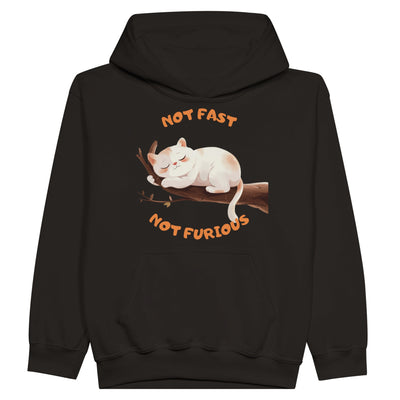 Sudadera con capucha júnior estampado de gato "Not Fast Not Furious" Michilandia | La tienda online de los fans de gatos