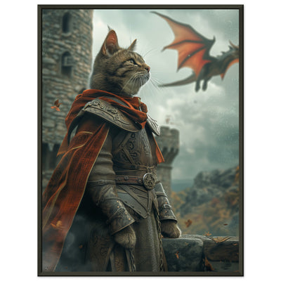 Póster Semibrillante de Gato con Marco Metal 