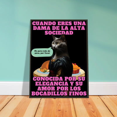 Póster Semibrillante de Gato con Marco Metal 