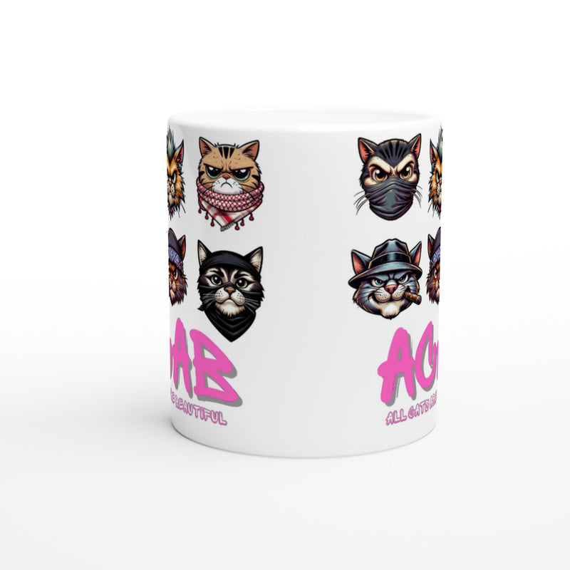 Taza Blanca con Impresión de Gato "Michis Anarquistas" Michilandia | La tienda online de los fans de gatos