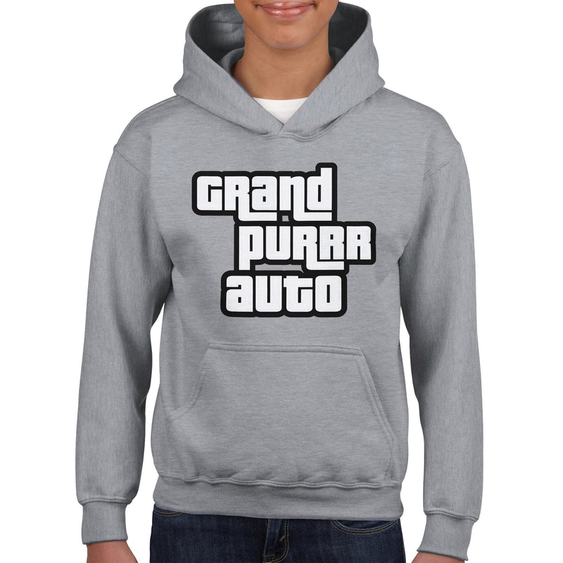 Sudadera con capucha júnior estampado de gato "Grand Purrr Auto" Michilandia | La tienda online de los fans de gatos