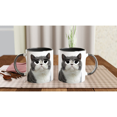 Taza Bicolor con Impresión de Gato 