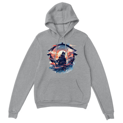 Sudadera con capucha unisex estampado de gato "Atardecer nipón" Gelato