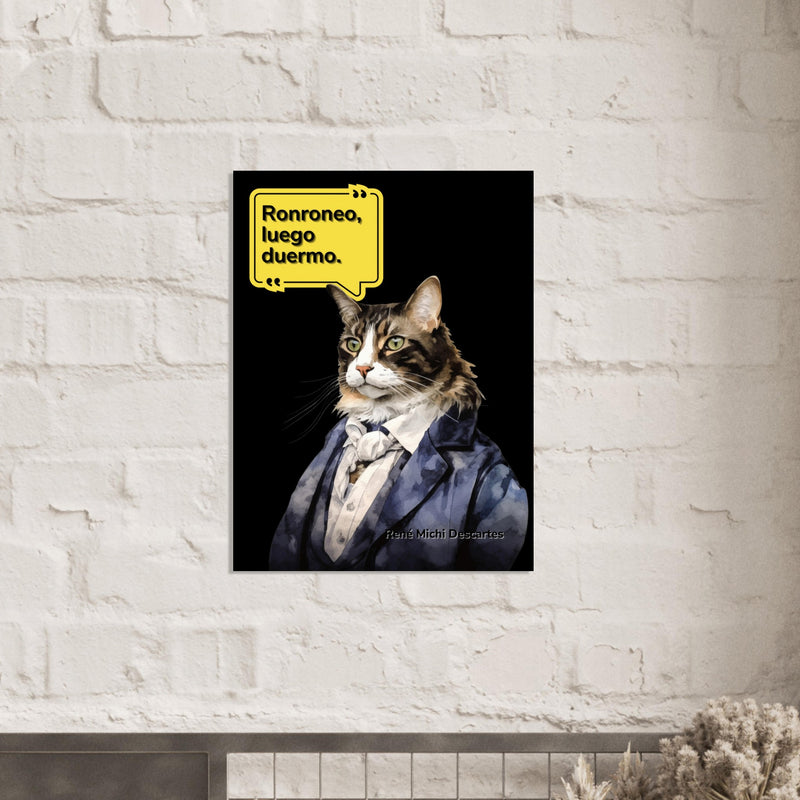 Panel de aluminio impresión de gato "René Michi Descartes" Michilandia | La tienda online de los amantes de gatos