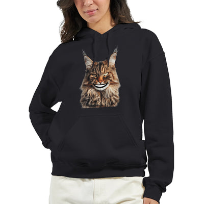 Sudadera con Capucha Unisex Estampado de Gato 