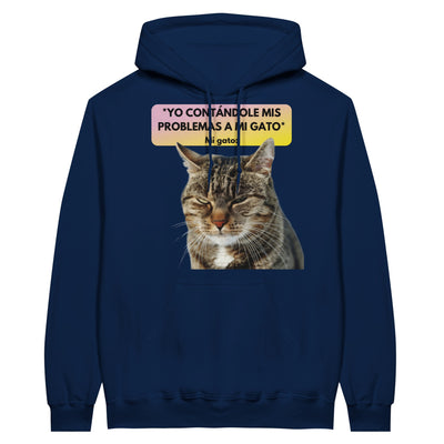 Sudadera con Capucha Unisex Estampado de Gato "Miau Indiferente" Michilandia