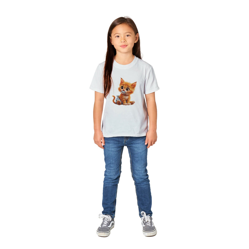 Camiseta Junior Unisex Estampado de Gato "Miau en Pañales" Michilandia