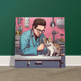 Panel de madera impresión de gato "Check-Up Felino"