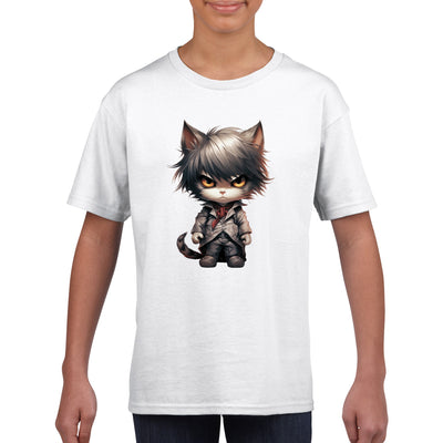 Camiseta júnior unisex estampado de gato 