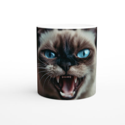 Taza blanca con impresión de gato 