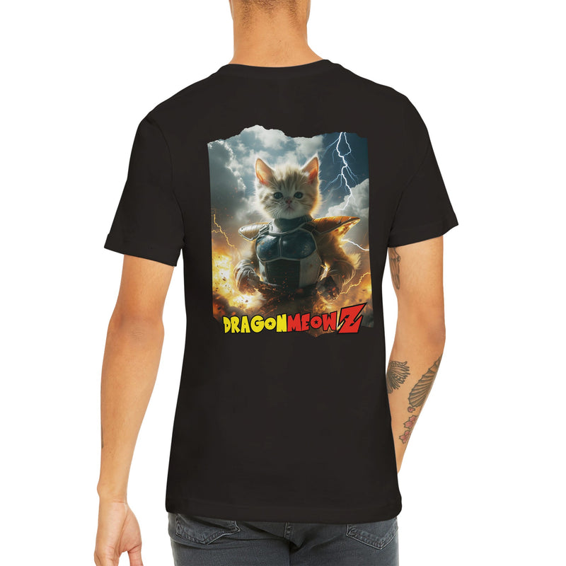 Camiseta Prémium Unisex Impresión Trasera de Gato 