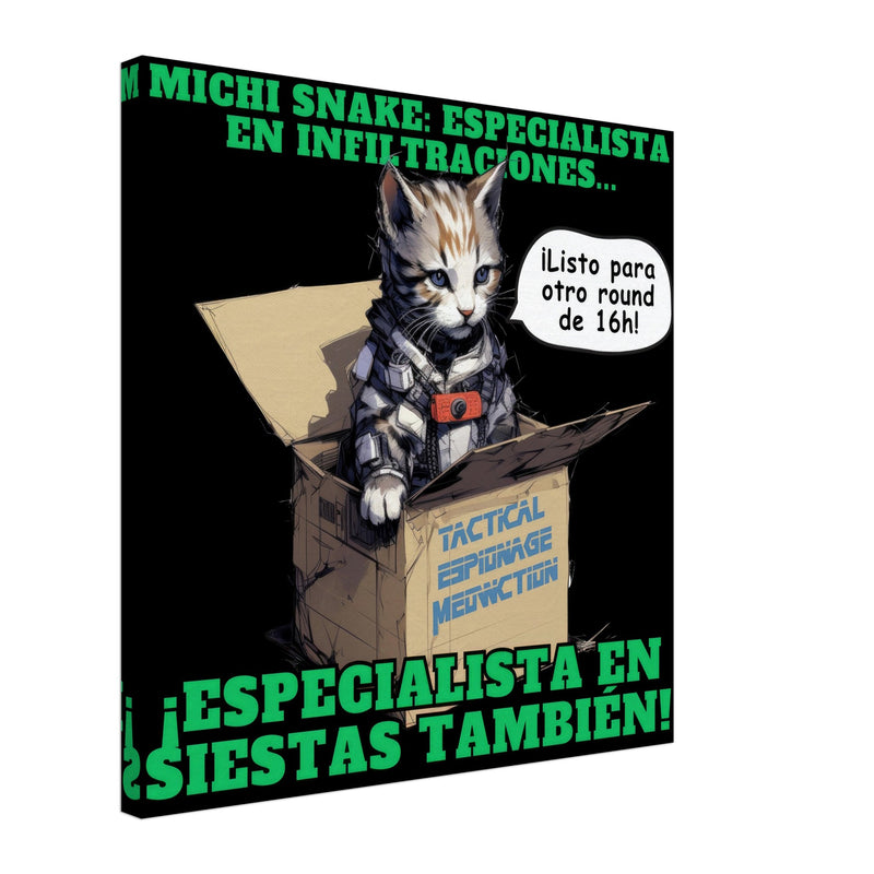 Lienzo de Gato "Misión de Michi Snake" Michilandia | La tienda online de los amantes de gatos