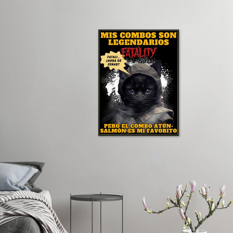 Póster Semibrillante de Gato con Marco Metal "Noob Catbot" Michilandia | La tienda online de los amantes de gatos