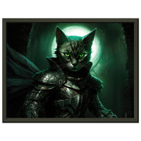 Póster semibrillante de gato con marco metal "Michi Travieso Asgardiano"