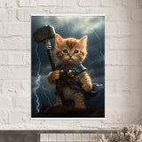 Póster semibrillante de gato con colgador "Mjölnir Felino" Gelato