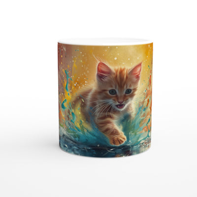 Taza Blanca con Impresión de Gato 