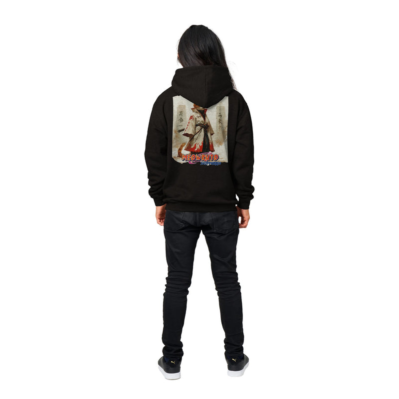 Sudadera con capucha Prémium Unisex Impresión Trasera de Gato "Hokage Miau" Michilandia | La tienda online de los fans de gatos