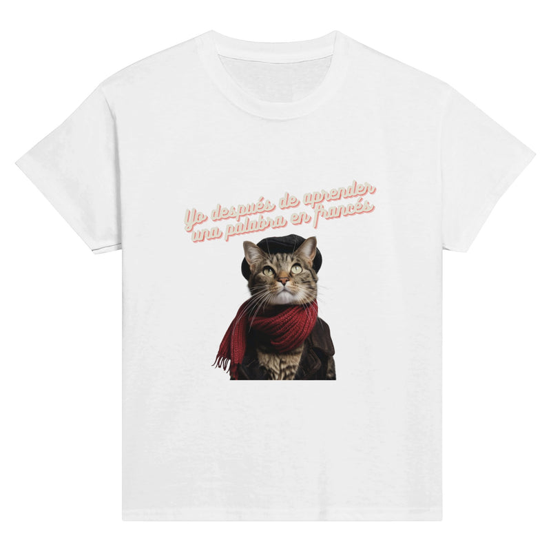 Camiseta Junior Unisex Estampado de Gato "Top Chat" Michilandia | La tienda online de los fans de gatos