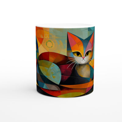 Taza Blanca con Impresión de Gato 